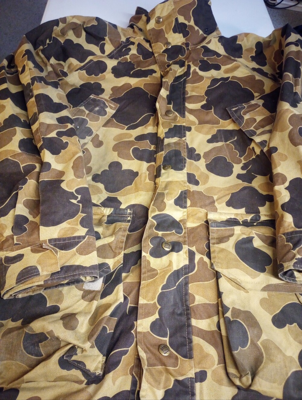 Columbia Men's Camouflage Field Jacket - Brown/ Tan Camo Size Small Vintage